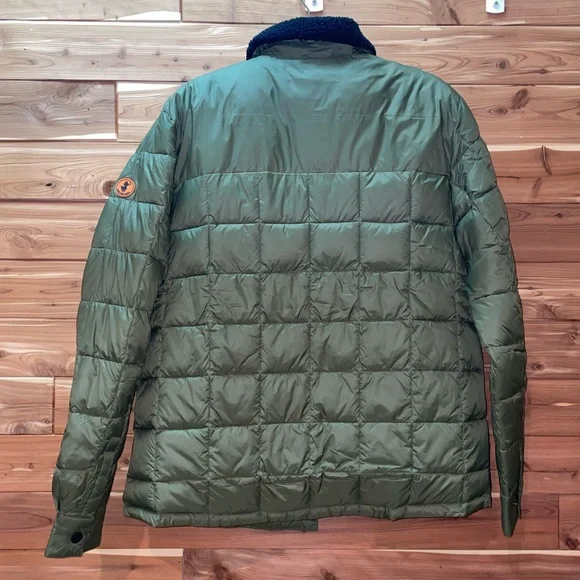 NWT “SAVE THE DUCK” MEN'S BOB FAUX FUR LINED PUFFER JACKET IN DUSTY OLIVE